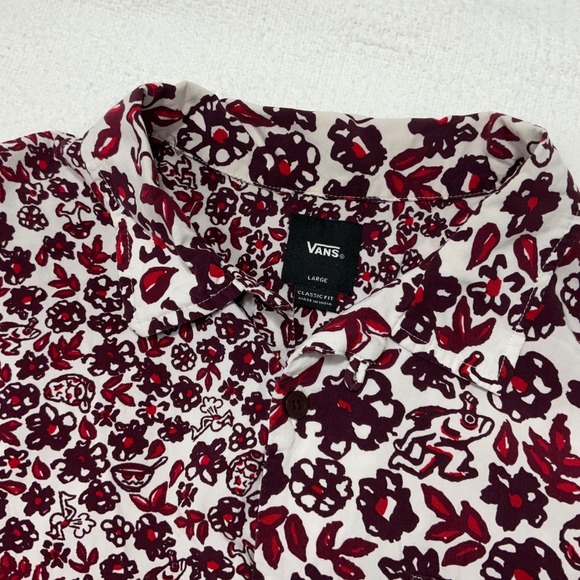 Vans Mens Short Sleeve Button Up Shirt Classic‎ Fit All Over Floral Print Large - Picture 2 of 8
